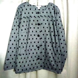 CJ Banks Gray and Black Polkadot Jacket Size 1X